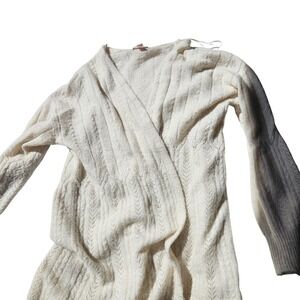 Knox Rose Cardigan Sweater Womens Large White Open Knit Long Sleeve Longline